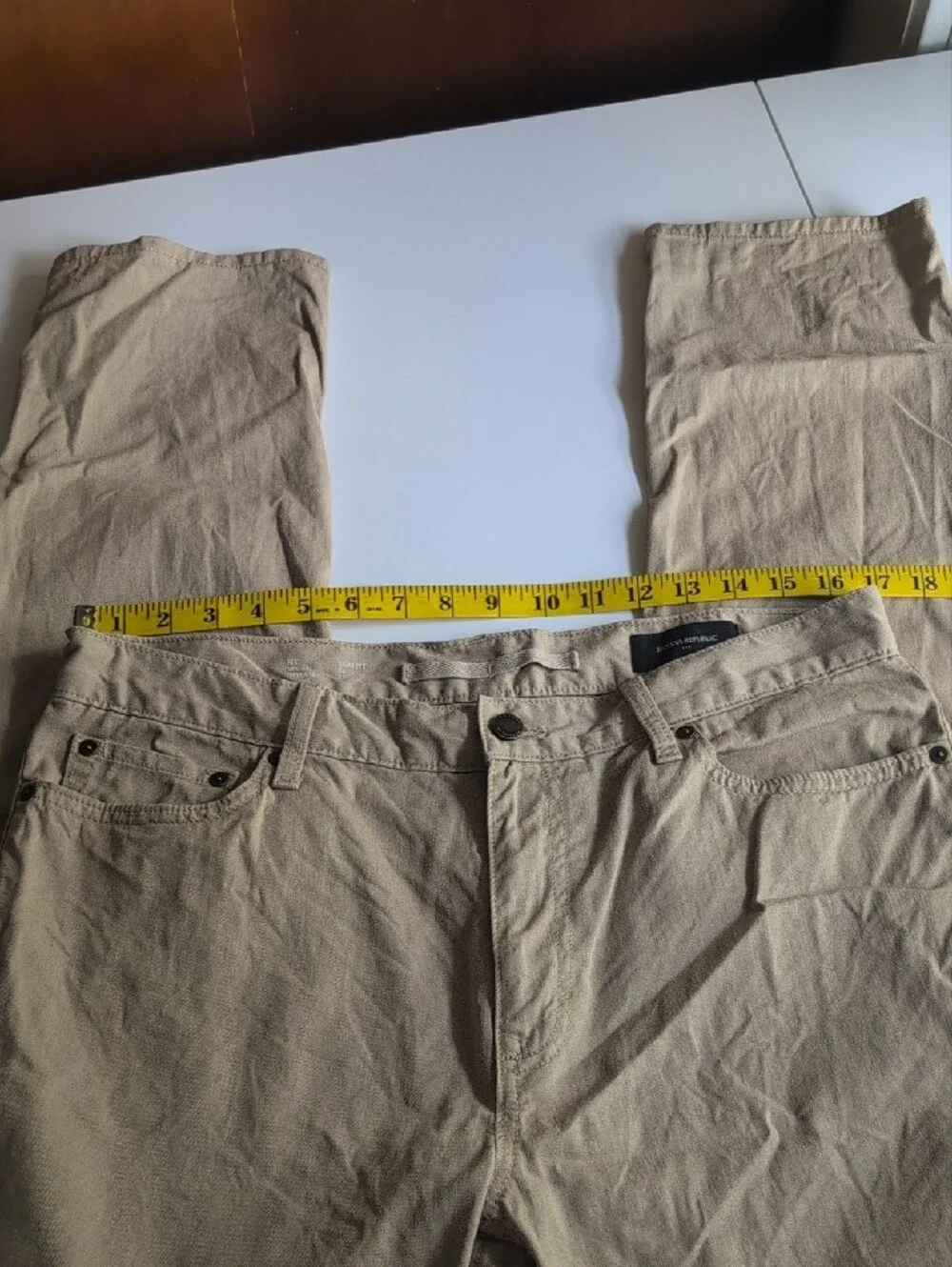 Banana Republic Men's Slim Fit 34x32 Linen Cotton Blend Khaki Pants